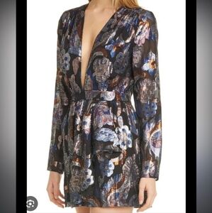NWT RAMY BROOK SHAINA METALLIC FLORAL MINI DRESS SIZE 00